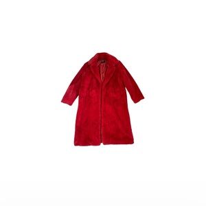 Boohoo Red Faux Fur Coat - Women’s Size 6